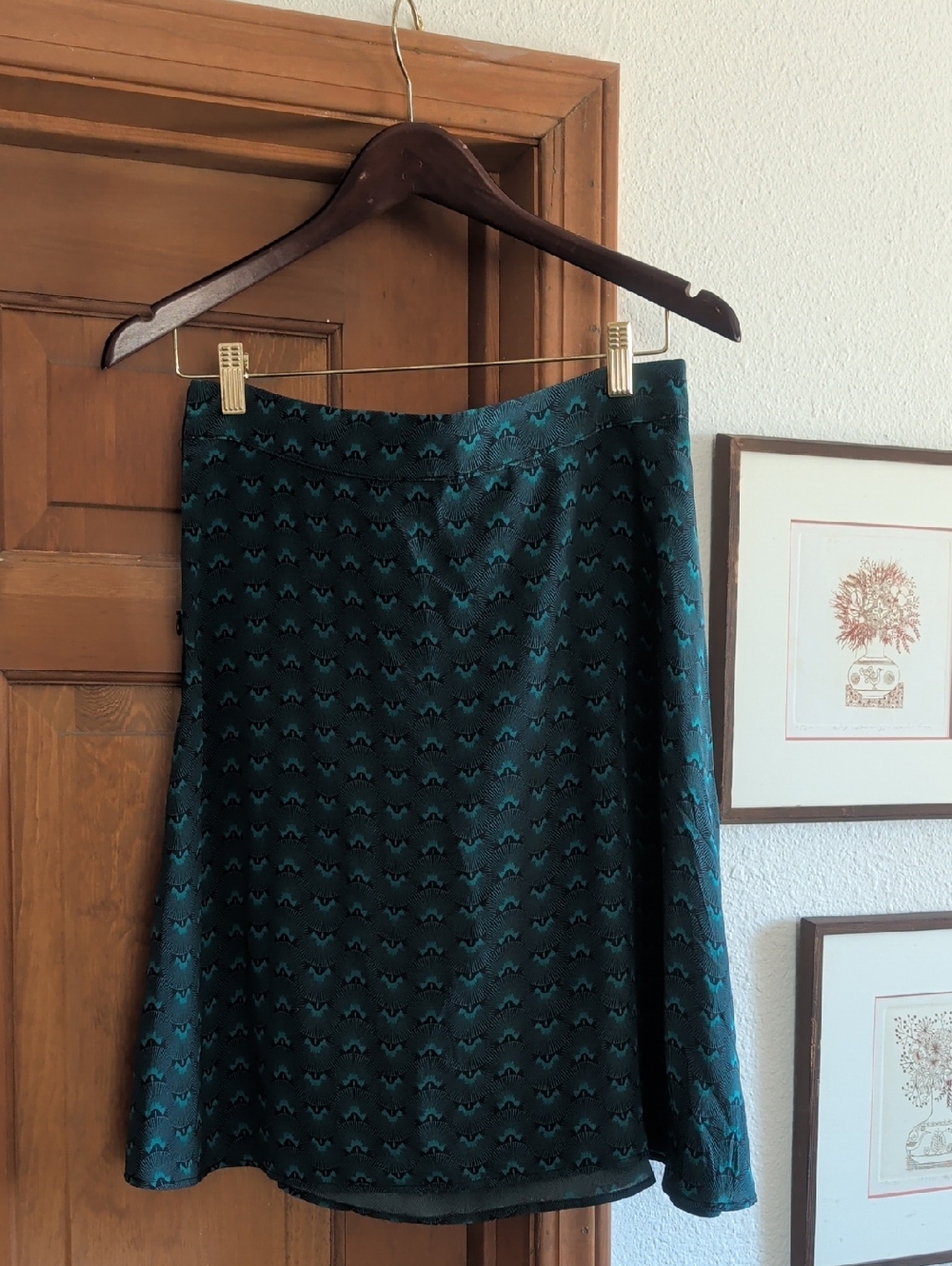 Amour Vert Teal Textured A-Line Skirt
